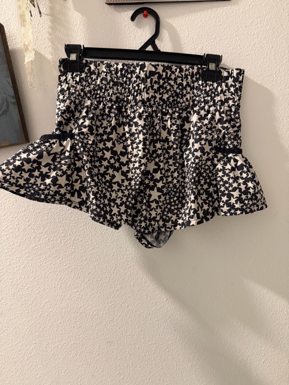 FP Movement by Free People Black & White Star Print Shirred Waist Skort Shorts